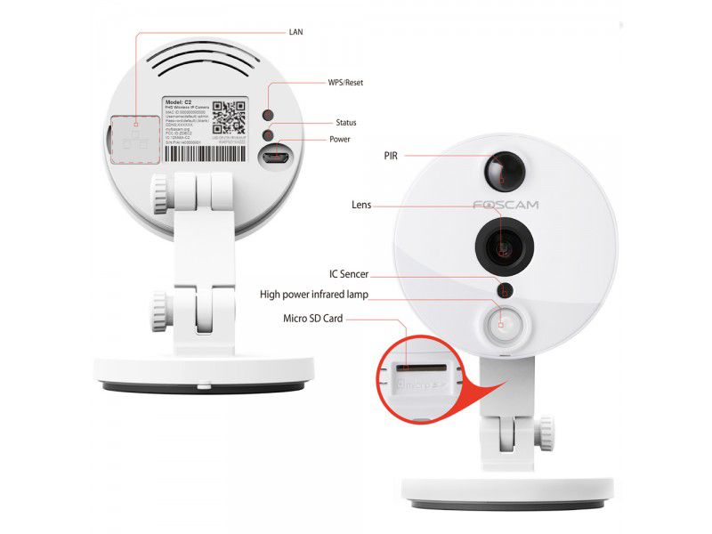Détails de la caméra connectée IP de surveillance intérieure Foscam C2
